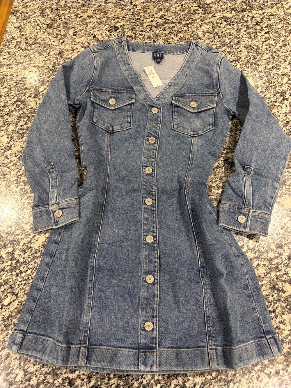 NWOT GAP Petite Small Blue Denim Button-Front dress